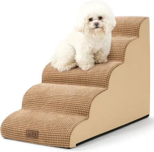 Vista 15 de COZY KISS Escaleras para perros pequeños de 11.8 pulgadas de alto, escalón curvado para cachorros, gatos mayores, rampa mediana para mascotas