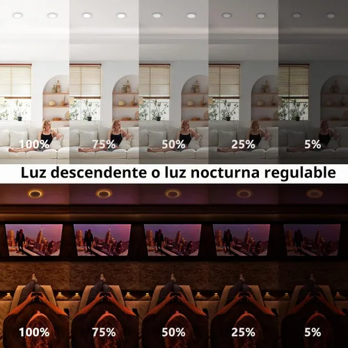 Vista 7 de CycevSun Luces LED Empotradas de 4 Pulgadas con Luz Nocturna - Downlight Wafer Ultrafino Sin Lata para Exteriores, Iluminación de Sofito, Regulable