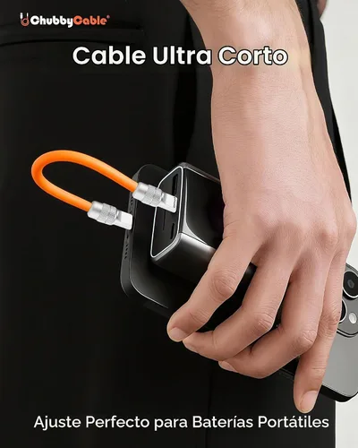 Vista 2 de chubbycable Cable corto USB C a C de 240 W, color naranja, 20 pulgadas Para iPhone 18/17/16/15 Series, MacBook Pro/Air, Galaxy S26/S25/S24, cable