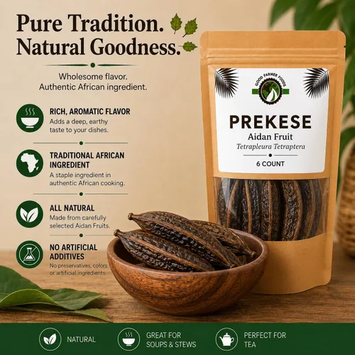 Vista 3 de Good Farmer Foods Prekese (Aidan Fruit) Cápsulas enteras, tetrapleura tetraptera, Uhio, 6 piezas