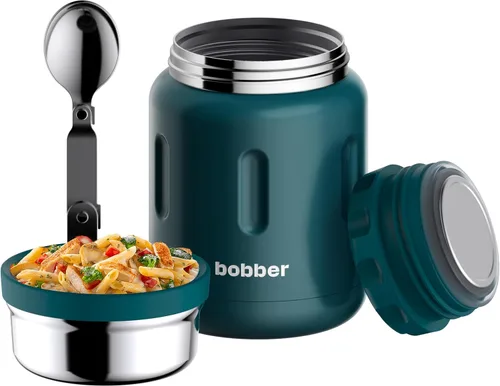 Vista 19 de BOBBER Tarro de alimentos aislado de acero inoxidable de 16 oz con boca extra ancha, cuchara y tazón integrados, mantiene el calor durante 10 horas