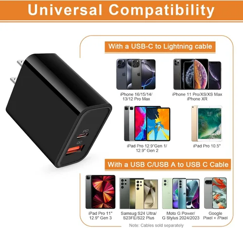 Vista 7 de Cargador USB tipo C de 20 W, cargador de carga rápida para Samsung Galaxy A17/A16/A07/S25FE/S25 Ultra/S25