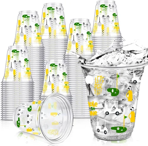 Vista 9 de Qinyoung 50 tazas de fiesta de golf, decoraciones para fiestas temáticas de golf, vasos de plástico transparente de 12 onzas, desechables