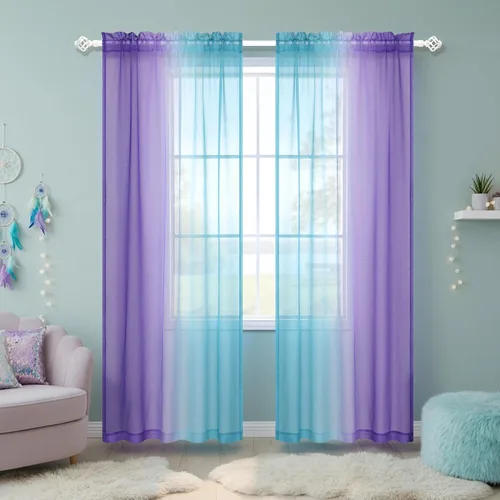 Vista 9 de KOUFALL - Cortinas cortas transparentes de 45 pulgadas de largo para decoración de baño, juego de 2 paneles con bolsillo para barra, cortinas