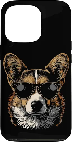 Vista 7 de iPhone 16 Corgi con gafas de sol divertido perro mamá papá Corgi caso