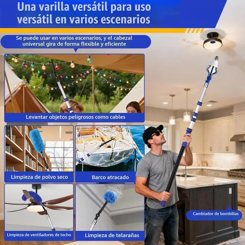 Vista 2 de Kit de cambiador de bombillas de 20 pies para techos altos con poste de Azul