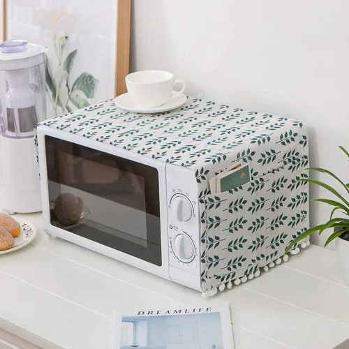 Vista 4 de AKOAK 1 paquete de 11.81 x 35.43 pulgadas, cubierta antipolvo para microondas y cocina para el hogar, funda de horno de lino y algodón con bolsa