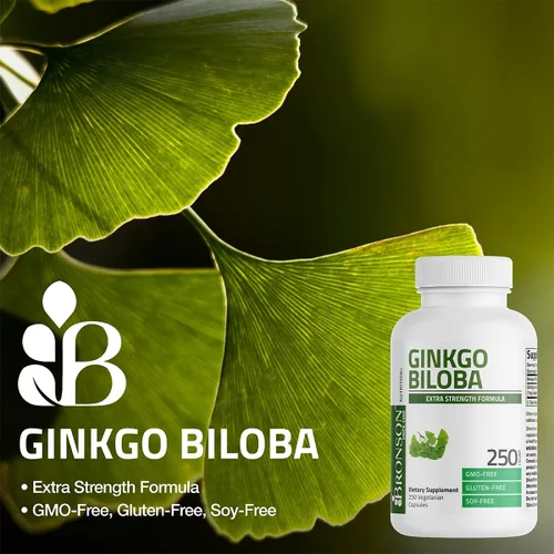 Vista 3 de Bronson Ginkgo Biloba Extra Strength Apoya la función cerebral y la memoria, 90 cápsulas vegetarianas Vegetariano, sin OMG, sin gluten, sin soja