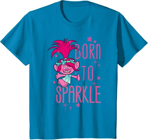 Vista 55 de DreamWorks Trolls Camiseta Born to Sparkle Negro