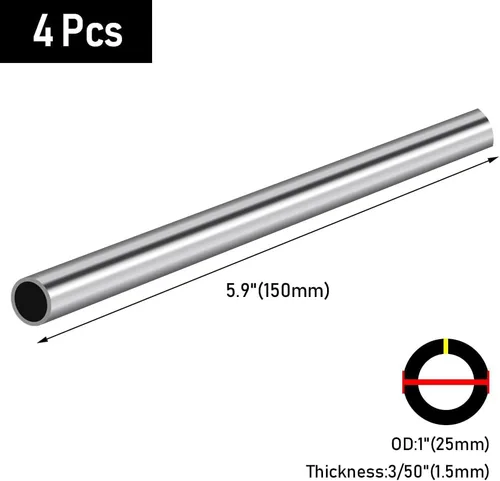 Vista 2 de Eoiips Tubo de Acero Inoxidable 304 de 1" OD, Tubería Sin Costura de Acero Inoxidable 304 Engrosada Tubo de Metal Redondo, Tubo Recto de Metal