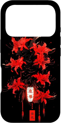 Vista 30 de iPhone 16 Red Spider Lily Funda de anime de manga estética japonesa japonesa