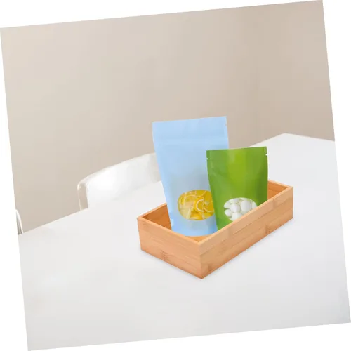 Vista 4 de Caja de almacenamiento de bambú, organizador de oficina, contenedor para encimera, utensilios de cocina, organizador de almacenamiento, tapa
