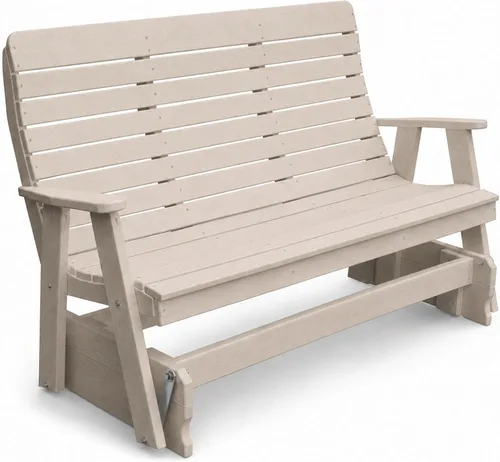 Vista 12 de Amish Made Antique Mahogany 4 ft Outdoor Glider Bench, HDPE Made in USA Fairfax Collection HDPE Poly Lumber Outdoor Glider Bench, All-Weather