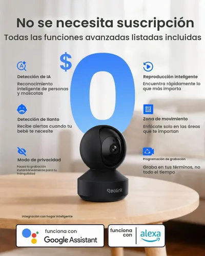 Vista 5 de REOLINK E1 Pro (negro) cámara PT de 3K Wi-Fi para interiores para monitoreo de bebés y mascotas, seguimiento automático, visión nocturna de 5MP