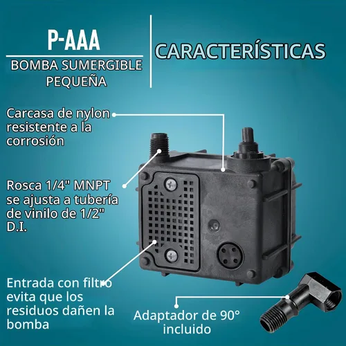 Vista 3 de Litle Giant P-AAA, 115 V, 120 GPH Bomba de agua sumergible pequeña, cable