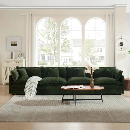 Vista 10 de Sofá modular de felpilla de 111.4 pulgadas, moderno juego de sofá de 3 asientos con asiento profundo, cómodo sofá nube con cojín de espuma doble
