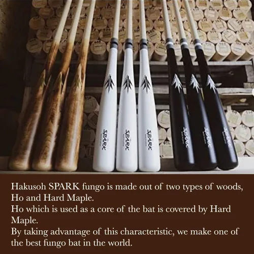 Vista 4 de fungo - Bates de béisbol y sóftbol para entrenador de 34 pulgadas, 35 pulgadas, 36 pulgadas, Spark Ho, bate de béisbol de madera [fabricado en Japón]