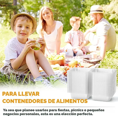 Vista 6 de Zezzxu - Recipientes desechables cuadrados para tartas con tapas con bisagras, paquete de 50