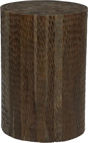 Vista 3 de Deco 79 Mesa auxiliar de madera de teca, mesa auxiliar tallada intrincadamente, mesa auxiliar de 12 x 12 x 18 pulgadas, marrón oscuro