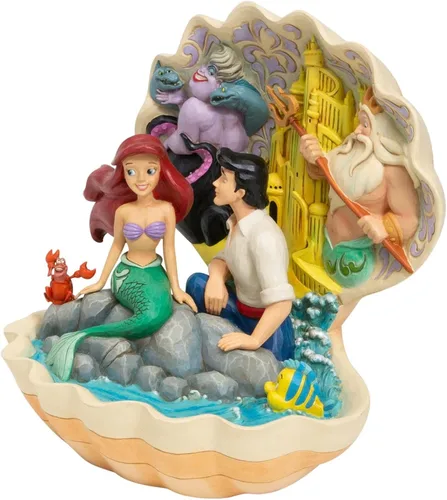 Vista 2 de Enesco Disney Traditions by Jim Shore - Figura de escena de concha de sirena, 8.07 pulgadas, multicolor