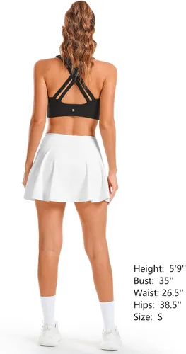 Vista 5 de Stelle Women's Tennis Golf Skirts High Waisted with Pockets Inner Shorts for Athletic Skorts Sports Running Pickleball