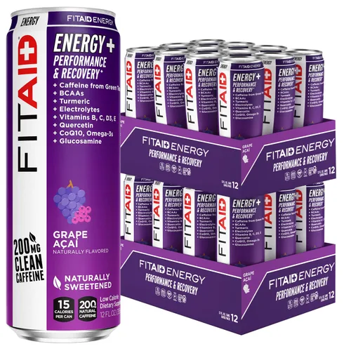 Vista 19 de Bebida FITAID ENERGY, 0.007 onzas de cafeína natural, keto, piña y mora, omega-3, 15 calorías, paleo, vegana y sin gluten, sin edulcorantes