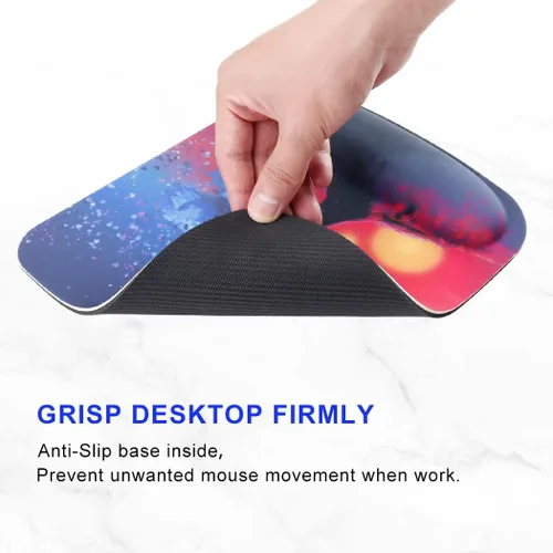 Vista 6 de Alfombrilla de mouse ergonómica para juegos con soporte de muñeca de espuma viscoelástica con base de poliuretano antideslizante para laptop, hogar
