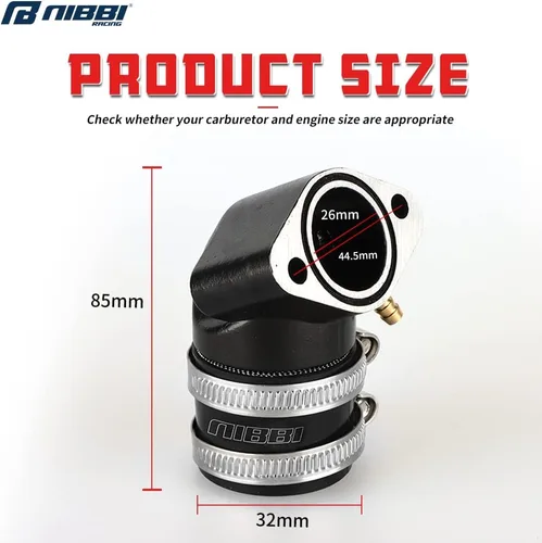 Vista 4 de NIBBI Kit de carburador PE26, carburador de motocicleta PE26 mm con filtros de aire de 1.890 in, colector de admisión GY6 apto para GY6 Dirt Bike