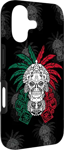 Vista 3 de Aztec Warrior Skull - Funda para iPhone 17, diseño de antepasados mexicanos