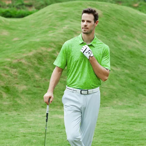 Vista 3 de Esabel.C Camisas de Golf para Hombre Ajuste Seco Rendimiento Manga Corta Estampadas Absorbe Humedad con Cuello