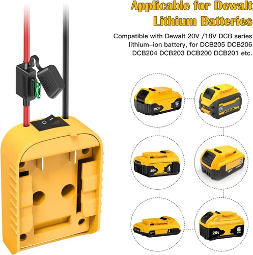 Vista 4 de Adaptador de batería Power Wheels para Dewalt 20V, adaptador de batería Power Wheels, kit de conversión de batería Power Wheels con interruptor