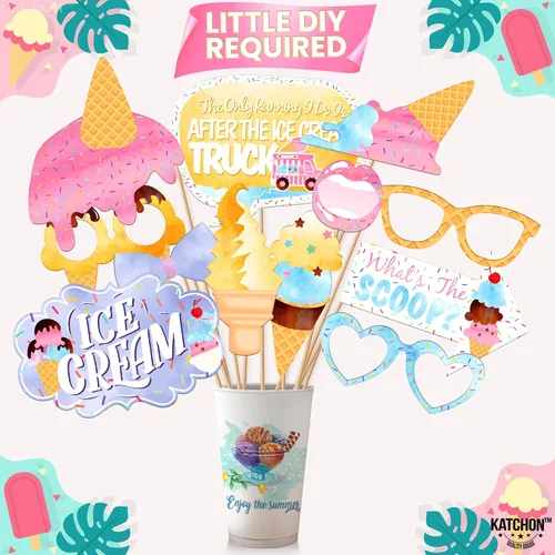Vista 8 de KatchOn, Accesorios para cabina de fotos de helados – Paquete de 31 Accesorios de fotos de helados para decoraciones de fiesta de helado