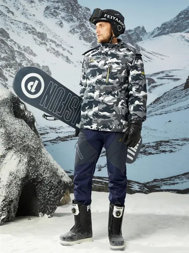 Vista 7 de MAGCOMSEN Men's Winter Pants Snow Pants Fleece Lined Water Resistant 4 Zip Pockets Skiing Pants