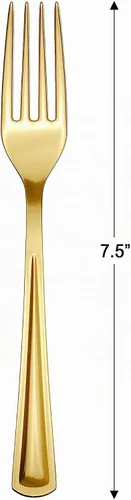 Vista 2 de Exquisitas horquillas de plástico doradas de alta resistencia, 160 piezas, tenedores dorados