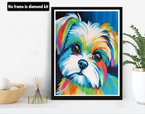 Vista 2 de VAIIEYO Pintura acrílica por números para adultos, perros, animales, kit de pintura al óleo de bricolaje, lienzo, cuadros de dibujo con pinceles