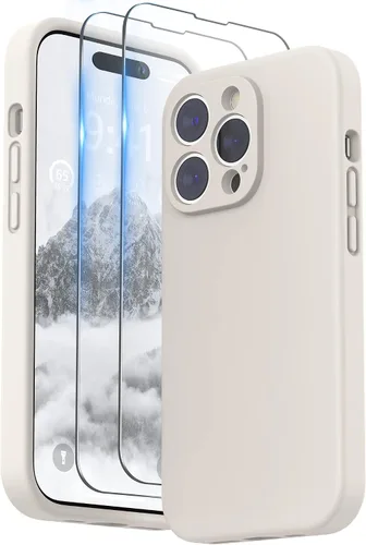Vista 24 de SURPHY Funda diseñada para iPhone 14 Pro Max con protector de pantalla, (con protección de cámara y forro de microfibra suave), funda de silicona