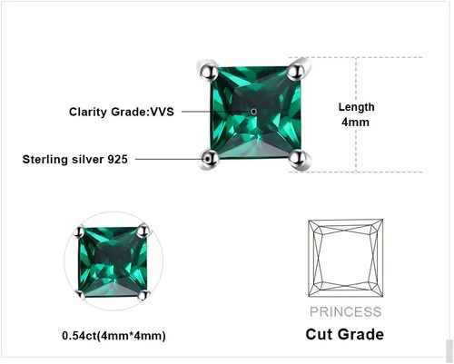 Vista 2 de JewelryPalace Cuadrado 0.8ct Genuino Granate Peridoto Amatista Citrino Topacio Creado Rubí Zafiro Simulado Esmeralda Piedra Preciosa Pendientes