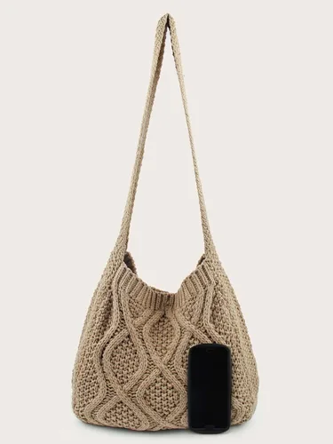 Vista 5 de Verdusa Bolsos de hombro de ganchillo para mujer, bolso de mano de punto Hobo, bolsas de compras