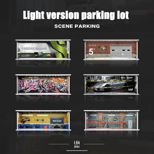 Vista 7 de Vitrina para rueda caliente con luz LED, apilable, mega almacenamiento de garaje para caja de cerillas 1:64 y coches fundidos a presión, diorama