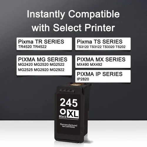 Vista 2 de PG-245XL Cartuchos de tinta negra de alto rendimiento de repuesto para Canon 245 245XL PG-245XL Cartuchos de tinta para PIXMA MX490 TS3322 TS3122