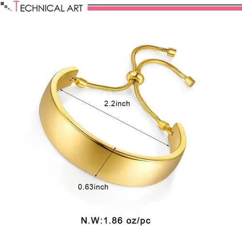 Vista 6 de LILIE&WHITE Pulsera de oro para mujer, estilo bohemio, pulsera de plata, pulsera de regreso a clases, pulsera abierta, joyería