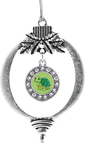 Vista 150 de Inspired Silver - Adorno con dije de cara de carlino - Adornos navideños de círculo de plata con joyas de circonita cúbica