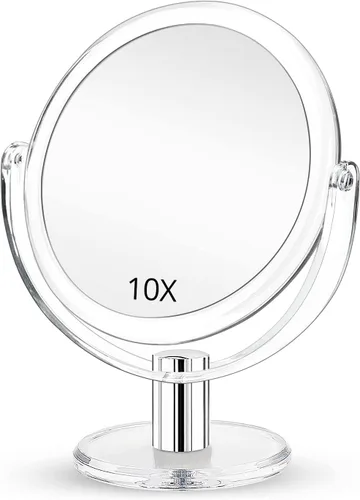 Vista 9 de Espejo de doble cara para maquillaje con aumento, 1 espejo de escritorio con aumento de 10 x 6 pulgadas