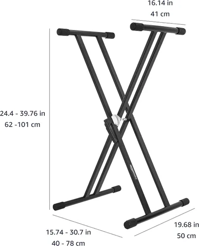 Vista 4 de Amazon Basics Soporte resistente para teclado y piano, ajustable de alta resistencia, diseño en forma de X adaptable a la altura, negro