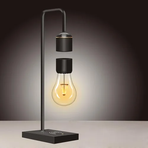 Vista 6 de Lámpara Levitante Moderna Única con Luz Flotante y Cargador Inalámbrico Qi Integrado, Diseño Innovador y Sencillo, Luz Nocturna Decorativa Cálida
