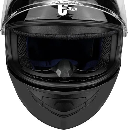 Vista 7 de Casco de motocicleta de cara completa para adultos con aprobación DOT, Casco ligero y aerodinámico de bicicleta de calle negro brillante para Brillo