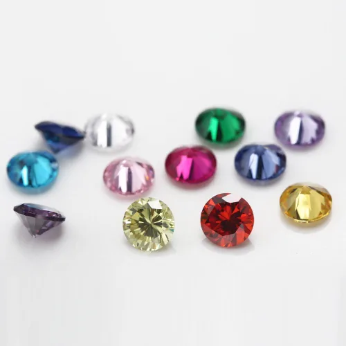 Vista 4 de 12 piedras de cumpleaños 1 unids por color redondo suelto Cubic Zirconia piedras sintéticas rubí sintético espinela