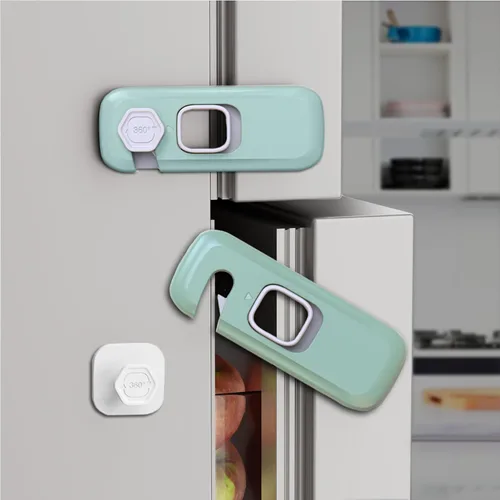 Vista 8 de Paquete de 5 cerraduras para refrigerador a prueba de niños, cerraduras de gabinete a prueba de bebés, cerradura para horno, seguridad infantil