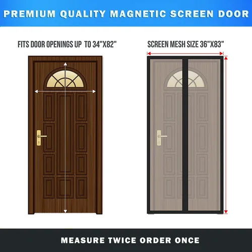 Vista 7 de Puerta mosquitera magnética, estilo moderno, 36'x83", poliéster, malla de fibra de vidrio, fácil instalación, apto para mascotas y niños, pantalla