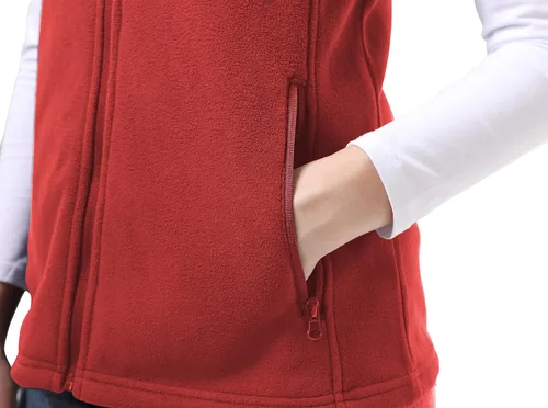 Vista 4 de BenBoy Chaleco de forro polar para mujer, chaleco suave, sin mangas, con bolsillos con cremallera, ropa cálida para otoño e invierno